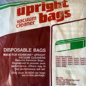 Kenmore Vacuum Disposable Bags, Style 20-5034